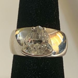 Large White Topaz Sterling Silver Ring Size 7